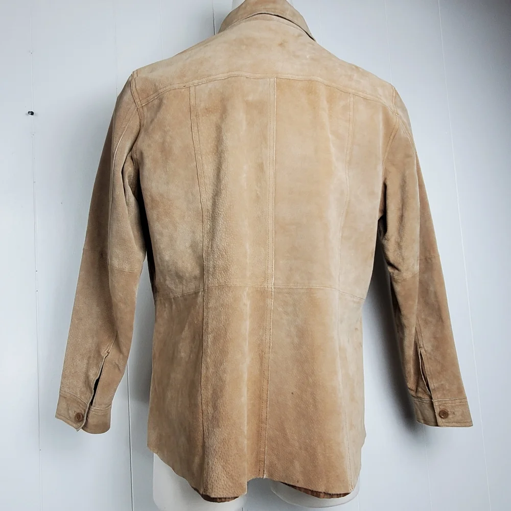 Suede Leather Nygard Collection tan shacket size 16